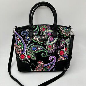 Vera Bradley Handbag Kiev Paisley & Swirls Purse Quilted Cotton Faux Leather